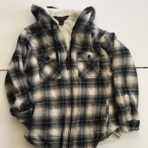 Tough Duck checked zip fleece lined hoodie